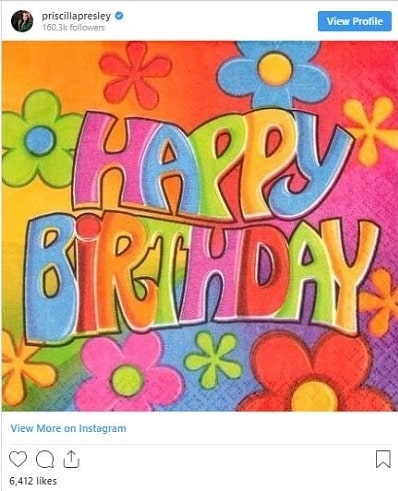 A picture of The picture posted by Priscilla Presley to wish Harper and Finley.